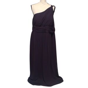 Donna Morgan Rachel Ruched One-Shoulder Chiffon Gown Purple